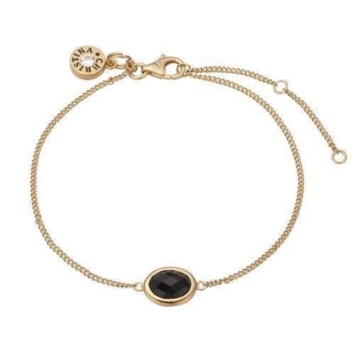 Image of Christina Collect forgyldt sterling sølv Black Onyx Fin kæde med facetteret sort onyx, model 601-G03